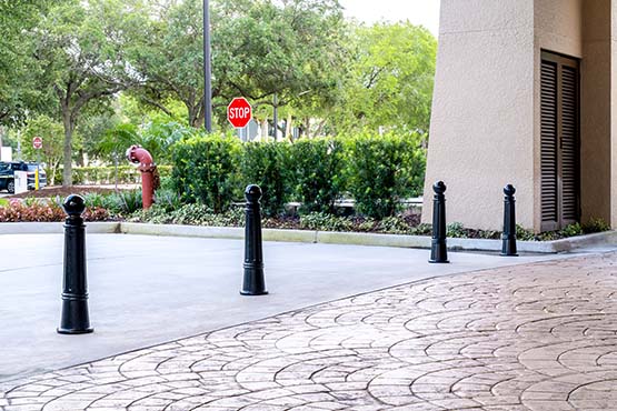 Bollards in front of a building